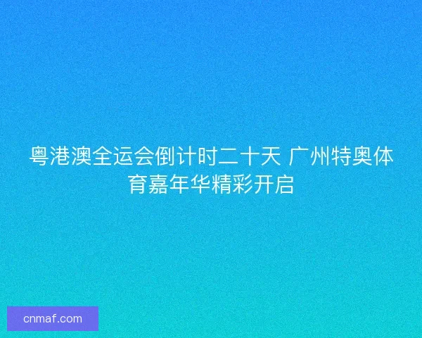 粤港澳全运会倒计时二十天 广州特奥体育嘉年华精彩开启
